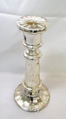 Antique Vintage Mercury Glass Sliver Nitrate Single Candlestick Candle Holder