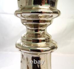 Antique Vintage Mercury Glass Sliver Nitrate Single Candlestick Candle Holder