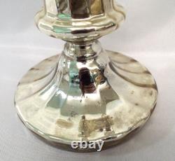 Antique Vintage Mercury Glass Sliver Nitrate Single Candlestick Candle Holder