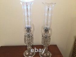 Antique crystal candelabras set of 2 with chiminies (baccarat)