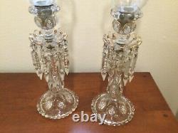 Antique crystal candelabras set of 2 with chiminies (baccarat)