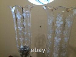 Antique crystal candelabras set of 2 with chiminies (baccarat)