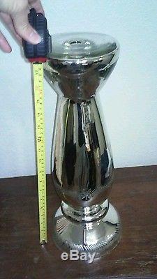 Antique style Mercury Glass Pillar Candle Holder very large 18 tall