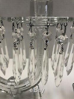 Art Deco Clear Crystal Candelabra Girandole Mantel Set Candle Holders Horseshoe