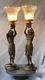 Art Deco Egyptian Revival Figural Candleholders-electrified-candle Lamps-20 In