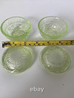 Art Deco Uranium Glass Dressing Table Set Candle Holders Tray Trinket Dish Pots