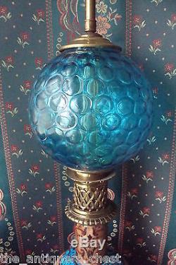 Art Deco ceramic, brass and blue coin glass, decor in handpainted lions head