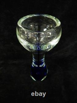 Art Glass Cobalt and Clear Candle Holder by Jacob Pfeifer