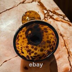 Art Glass Leopard Cheetah Tortoise Shell Amber 2 Way Pedestal Candle Holders 10