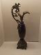 Art Nouveau Antique Metal Glass Candle Holder Vase Large Urn Blue Griffin
