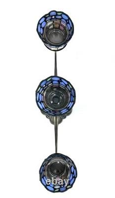 Art Nouveau Tiffany Style 3 Light Stained Glass Candle Holder Candelabra