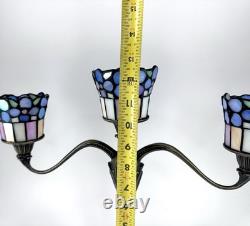 Art Nouveau Tiffany Style 3 Light Stained Glass Candle Holder Candelabra