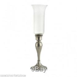 Arte Italica Giovanna Pewter and Glass Taper Hurricane Candle Holder Made Italy