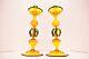 Atq 14 Murano Yellow Art Glass Candle Holders Sticks Archimede Seguso Venetian