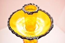 Atq 14 Murano Yellow Art Glass Candle Holders Sticks Archimede Seguso Venetian