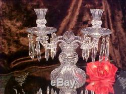 B 2 Light Vintage Crystal Glass Candelabra Candle Holder CRYSTALS BEAUTIFUL