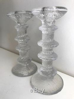 B. Iittala finland PAIR of TS timo sarpaneva 4 ring candle holders 1 signed