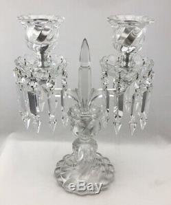 BACCARAT BAMBOUS SWIRL 2 LIGHT CANDELABRA 12-1/2 x 9-1/4 PERFECT CONDITION