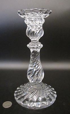 BACCARAT France Signed French Crystal BAMBOUS SWIRL Art Glass 9 Candlestick