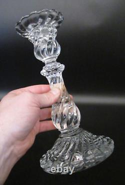 BACCARAT France Signed French Crystal BAMBOUS SWIRL Art Glass 9 Candlestick