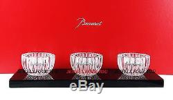 BACCARAT KENZO TAKADA 3 VOTIVE CANDLE HOLDERS ON LACQUER BASE FRANCE 2603527