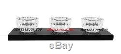 BACCARAT KENZO TAKADA 3 VOTIVE CANDLE HOLDERS ON LACQUER BASE FRANCE 2603527