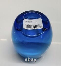 BLUE EYES Glassybaby Hand Blown Glass Candle Holder Clear Blue Pre Triskelion