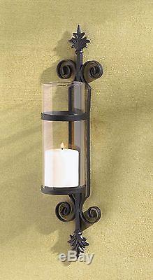 BULK LOTS Black Metal and Clear Glass Wall Pillar Candle Holders Sconces
