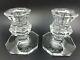 Baccarat Clear Crystal Regence Candlestick Candle Holders 3 1/4 Tall Pair Of 2