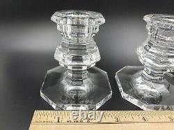 Baccarat Clear Crystal Regence Candlestick Candle Holders 3 1/4 tall Pair of 2