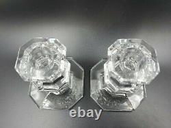 Baccarat Clear Crystal Regence Candlestick Candle Holders 3 1/4 tall Pair of 2