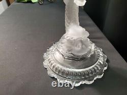 Baccarat Crystal 3 Arm Dolphin Candelabra French Centerpiece Prism Finial Top