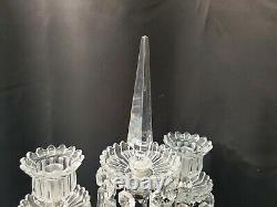 Baccarat Crystal 3 Arm Dolphin Candelabra French Centerpiece Prism Finial Top