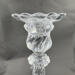 Baccarat Crystal Bambous Swirl Candlestick Candle Holder France Set 2 Signed