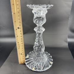 Baccarat Crystal Bambous Swirl Candlestick Candle Holder France Set 2 Signed