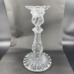 Baccarat Crystal Bambous Swirl Candlestick Candle Holder France Set 2 Signed