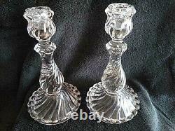 Baccarat Crystal Bambous Swirl Candlesticks 9 tall