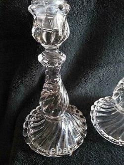 Baccarat Crystal Bambous Swirl Candlesticks 9 tall