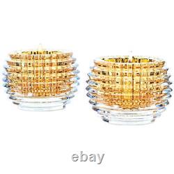 Baccarat Crystal Eye Votive Candle Holder Gold Set of 2