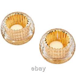 Baccarat Crystal Eye Votive Candle Holder Gold Set of 2