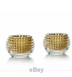 Baccarat Crystal Eye Votives In Gold Set Of 2 Orig $570