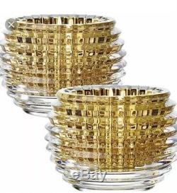 Baccarat Crystal Eye Votives In Gold Set Of 2 Orig $570