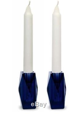 Baccarat Crystal Louxor set of 2 Midnight Blue Candlestick 2606657 Bastide NIB