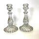 Baccarat French Art Glass Crystal Bambous Pattern Tall Candlesticks