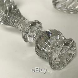 Baccarat French art glass crystal Bambous pattern tall candlesticks