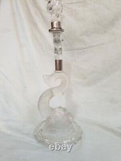 Baccarat Style Frosted Roman Dolphin Glass Candelabra