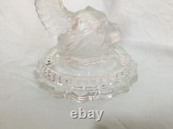 Baccarat Style Frosted Roman Dolphin Glass Candelabra