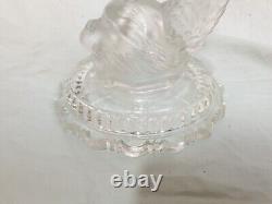 Baccarat Style Frosted Roman Dolphin Glass Candelabra