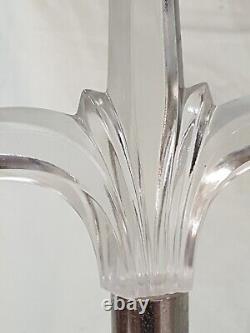 Baccarat Style Frosted Roman Dolphin Glass Candelabra