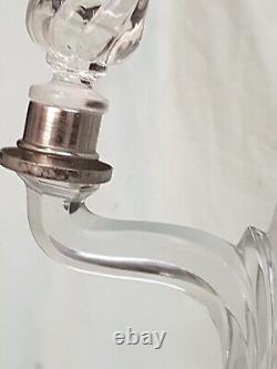 Baccarat Style Frosted Roman Dolphin Glass Candelabra